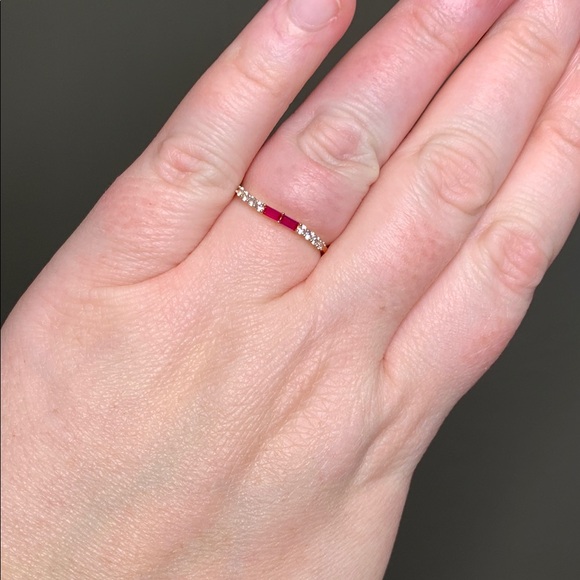 NEW - Rose Gold Plated Sterling Silver Genuine Ruby&White Sapphires Ring Size 7 - Picture 1 of 10